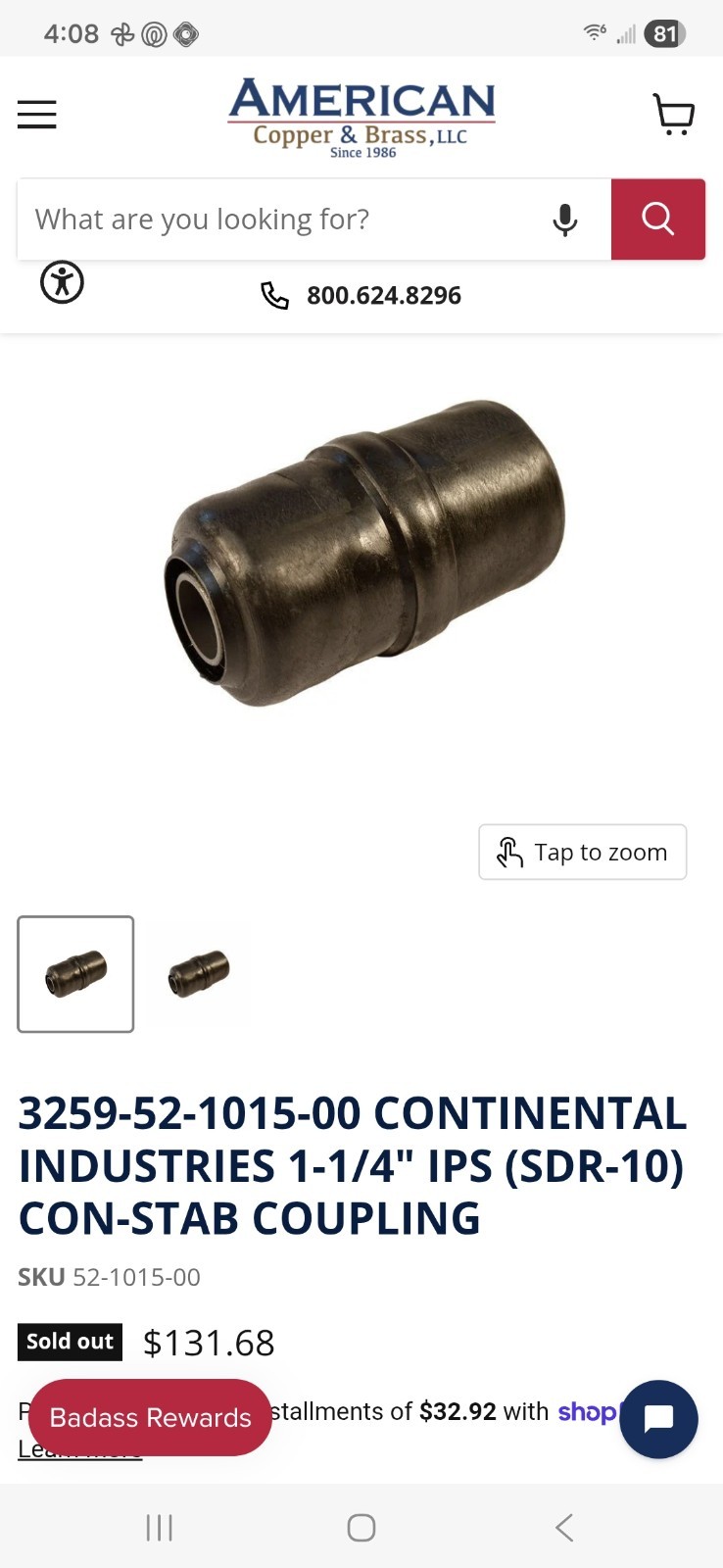 Continental Industries PE Coupling 1-1/4 in Corrosion Resistant SDR-10 for Gas