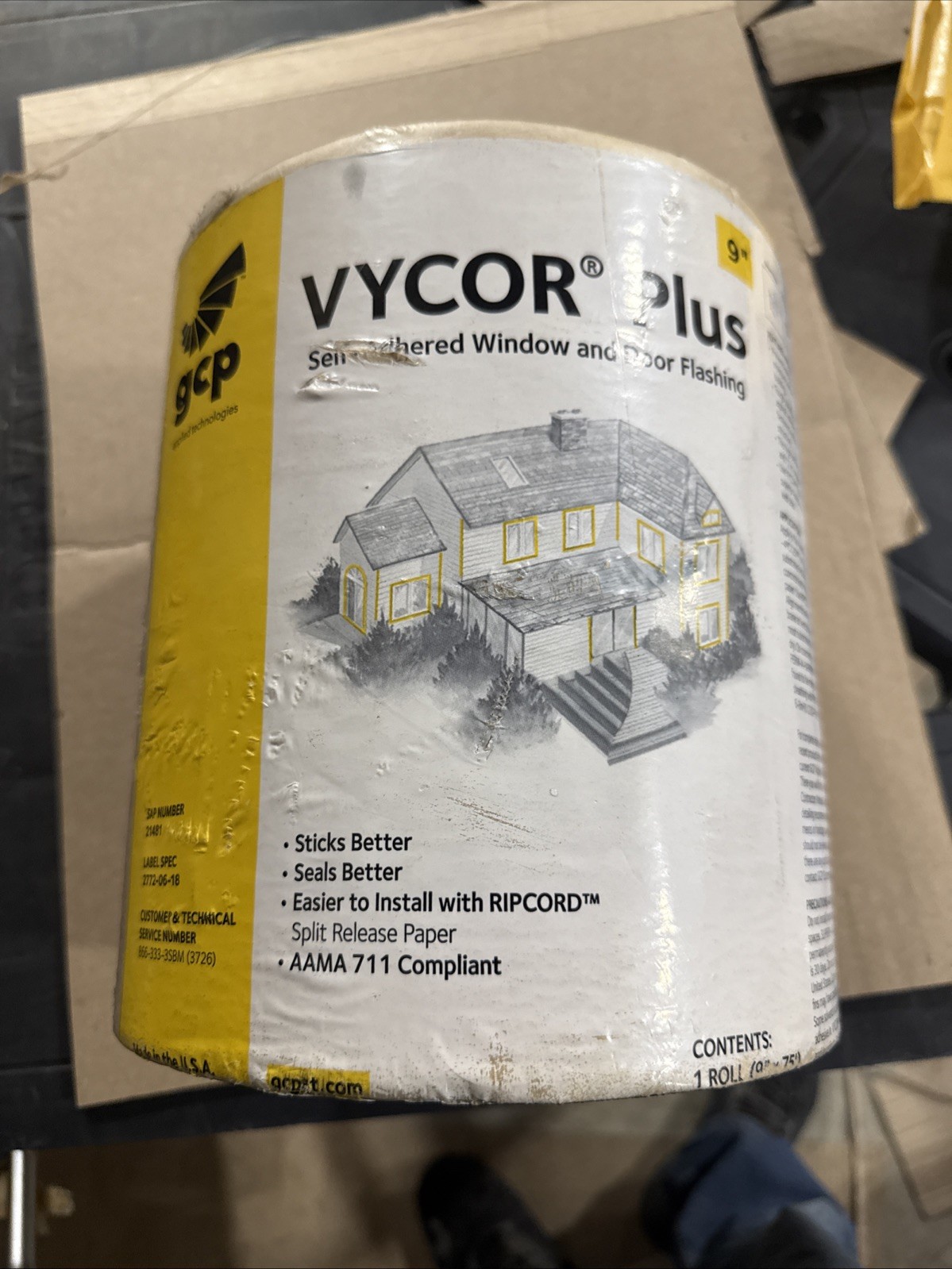 Grace 21481 Vycor Plus 9″ x 75′ Self-Adhered Window and Door Flashing