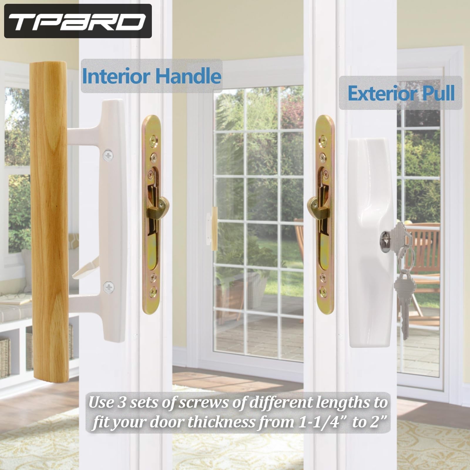 Sliding Glass Patio Door Handle Set with Key Cylinder and Mortise Lock 45°