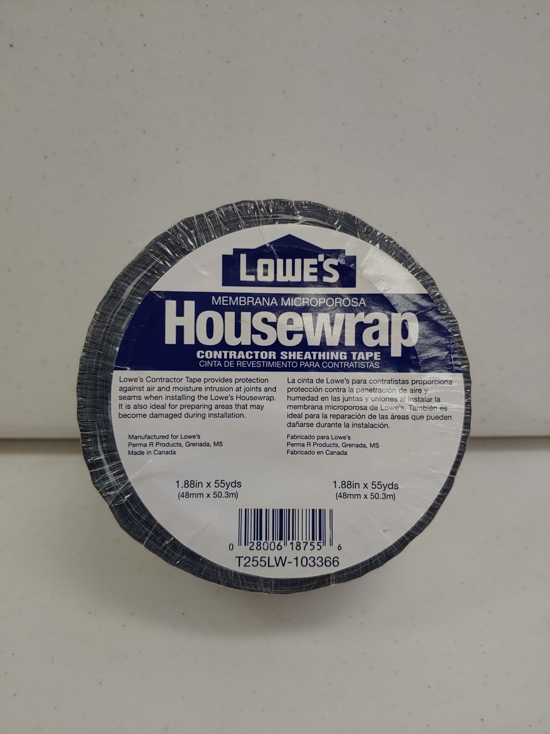 Rolls Lowe’s 1.88″ X 55 Yds Housewrap Contractor Sheathing Tape Joints Seams RT