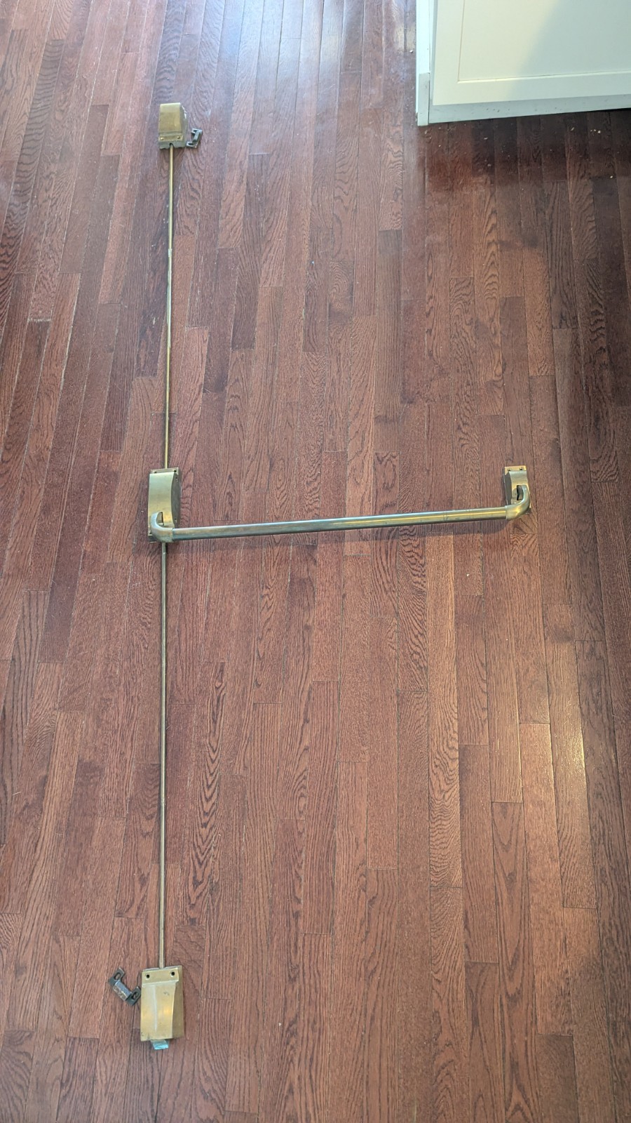 VINTAGE BRASS WIDE CROSSBAR EXIT DOOR HANDLE BAR DEVICE ROD LOCKS