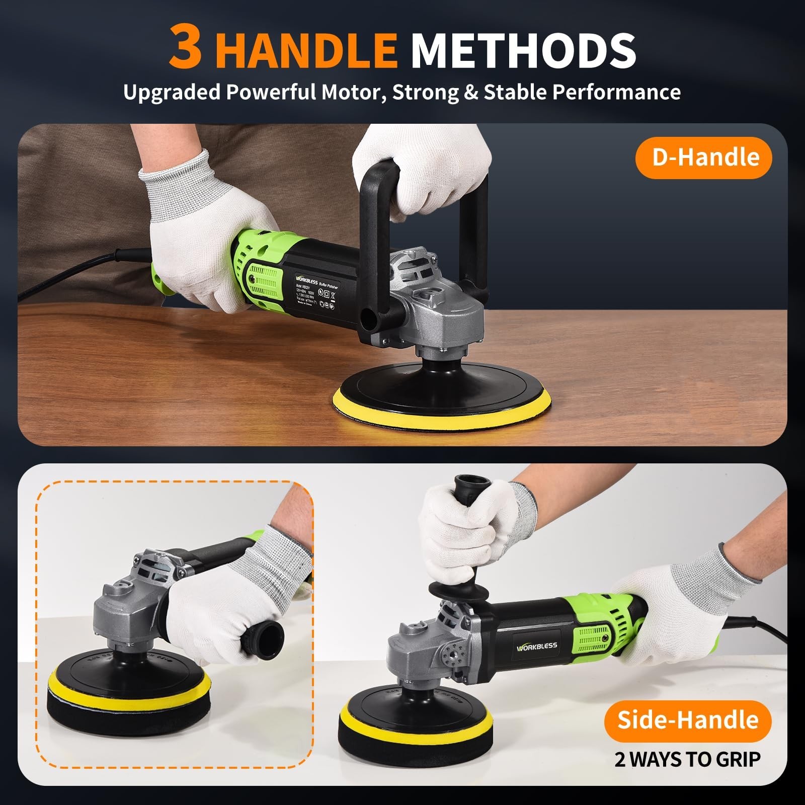 Buffer Polisher, 1600W 6″/7″ Rotary Car Polisher with 7-Speed(1600-3500 RPM),…