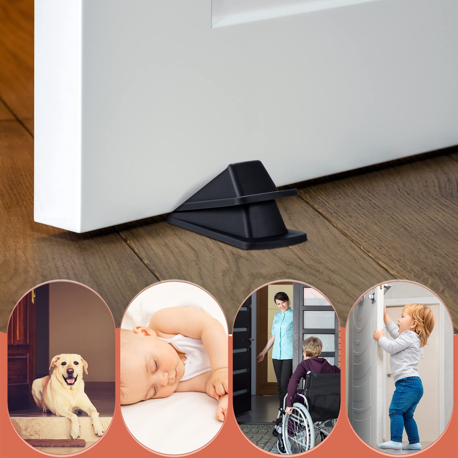Frienda 36 Pcs Door Stoppers Bulk for Bottom of 4.5 x 2.2 x 1.2 inches, Black