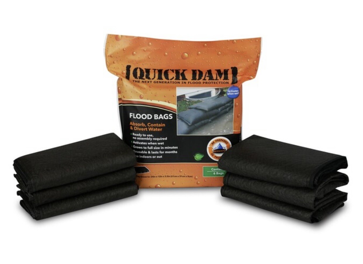QUICK DAM Self-Absorbing Flood Bags Pack of (6) Bags, 24″ x 12″ New