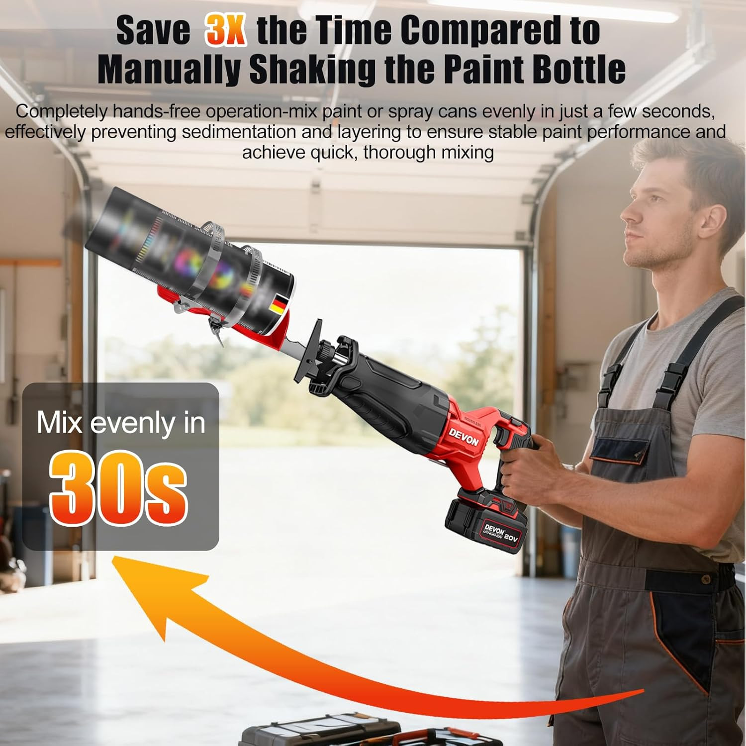 Spray Paint Can Shaker for Reciprocating Saw, Double Clamp Designs for Better Sl