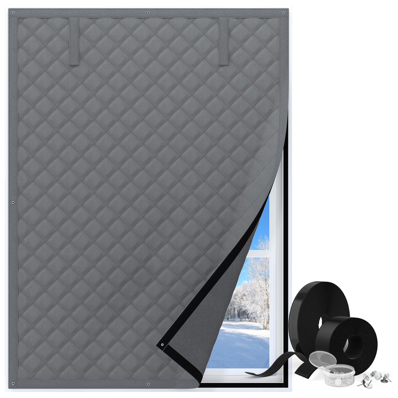 AGHITG Thermal Window Cover for Winter,38″ X 62″ 38IN X 62IN, Gray