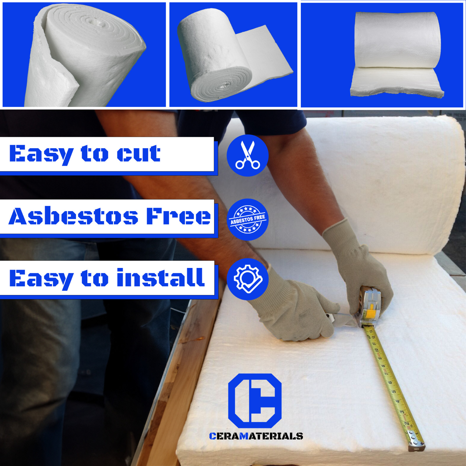2″ CeraBlanket 24″x12′ Ceramic Fiber Blanket Insulation 6# Thermal Ceramic 2300F
