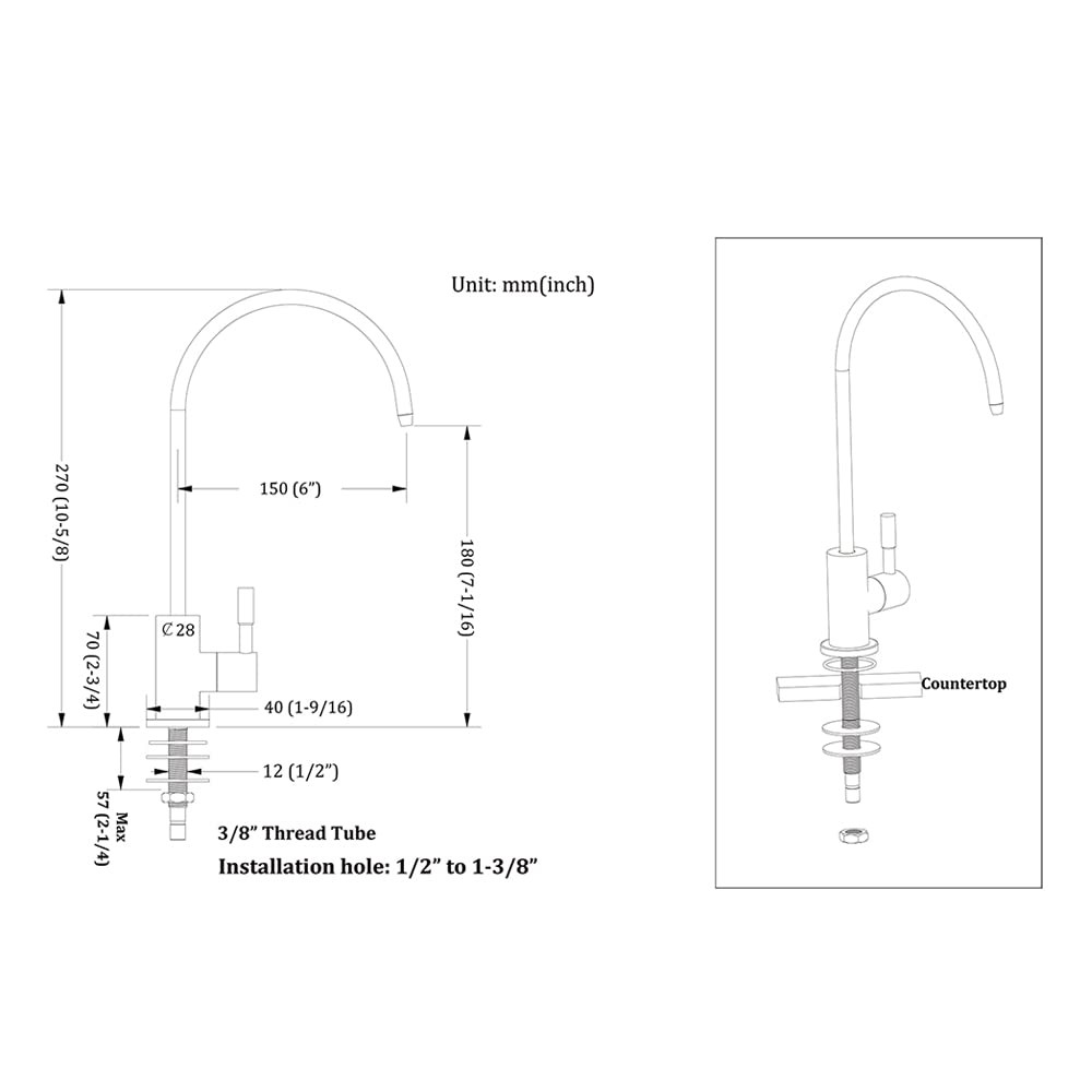 Havin Gold Drinking Water Faucet,Brushed Gold Reverse Osmosis Faucet,Water