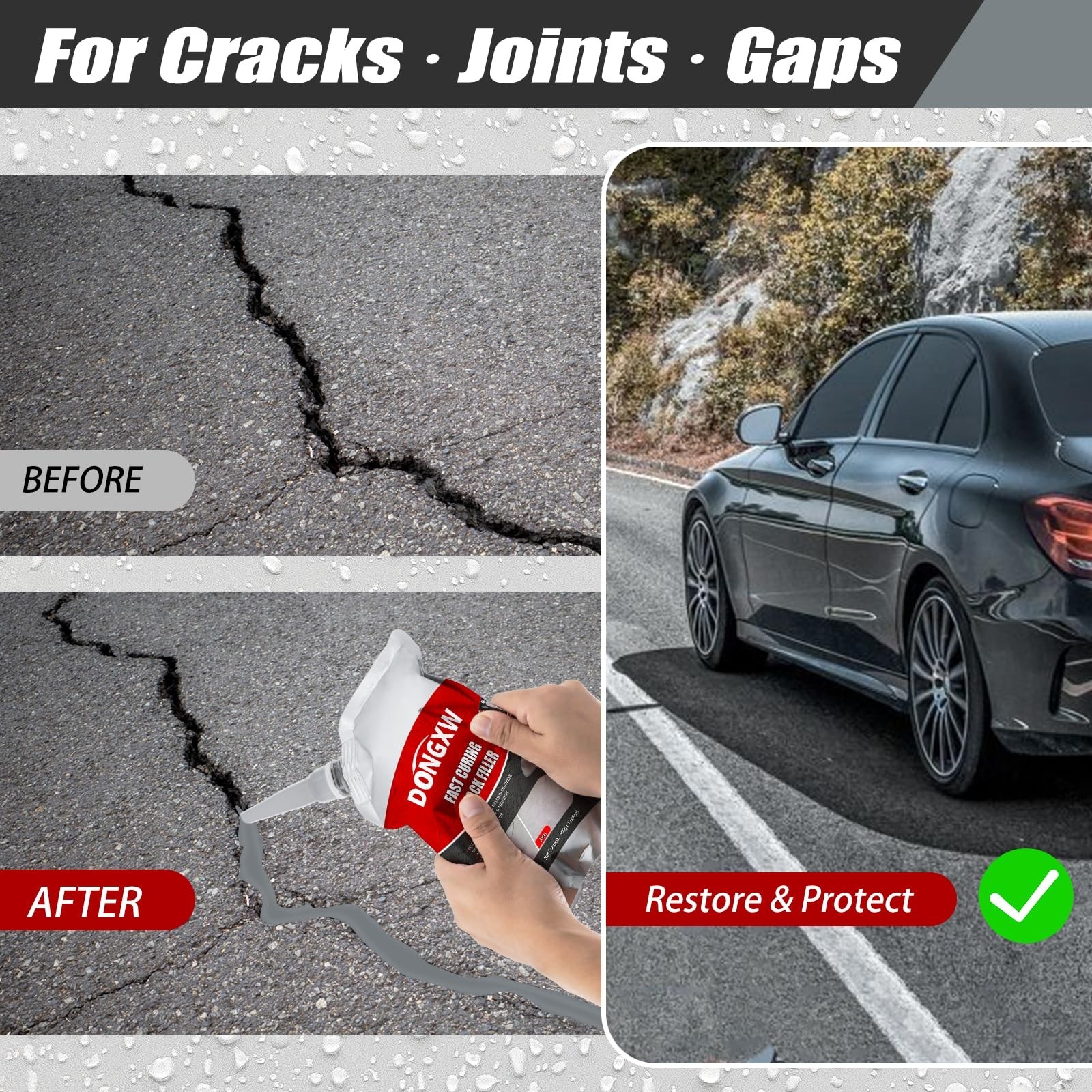 Concrete Crack Filler, 8 PCS Cement Crack Repair Sealant, Self Leveling Concr…