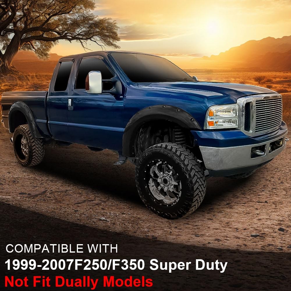 4PCS Fender Flares Ford F250 F350 Super Duty 1999-2007 Textured Pocket Riveted