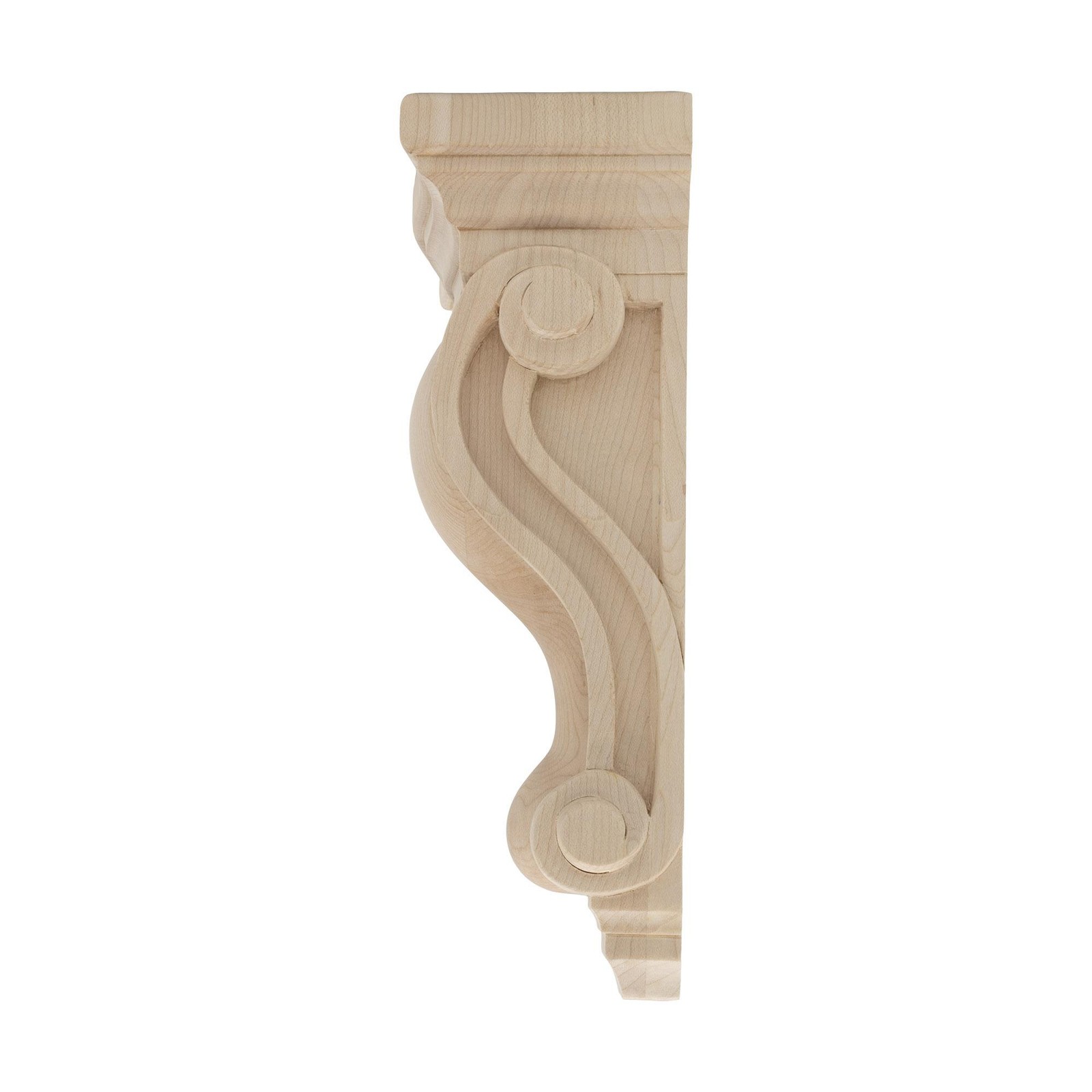Outwater 10-1/2″ x 4-7/8″ x 3-1/2″ Unfinished Maple Classic Wood Corbel