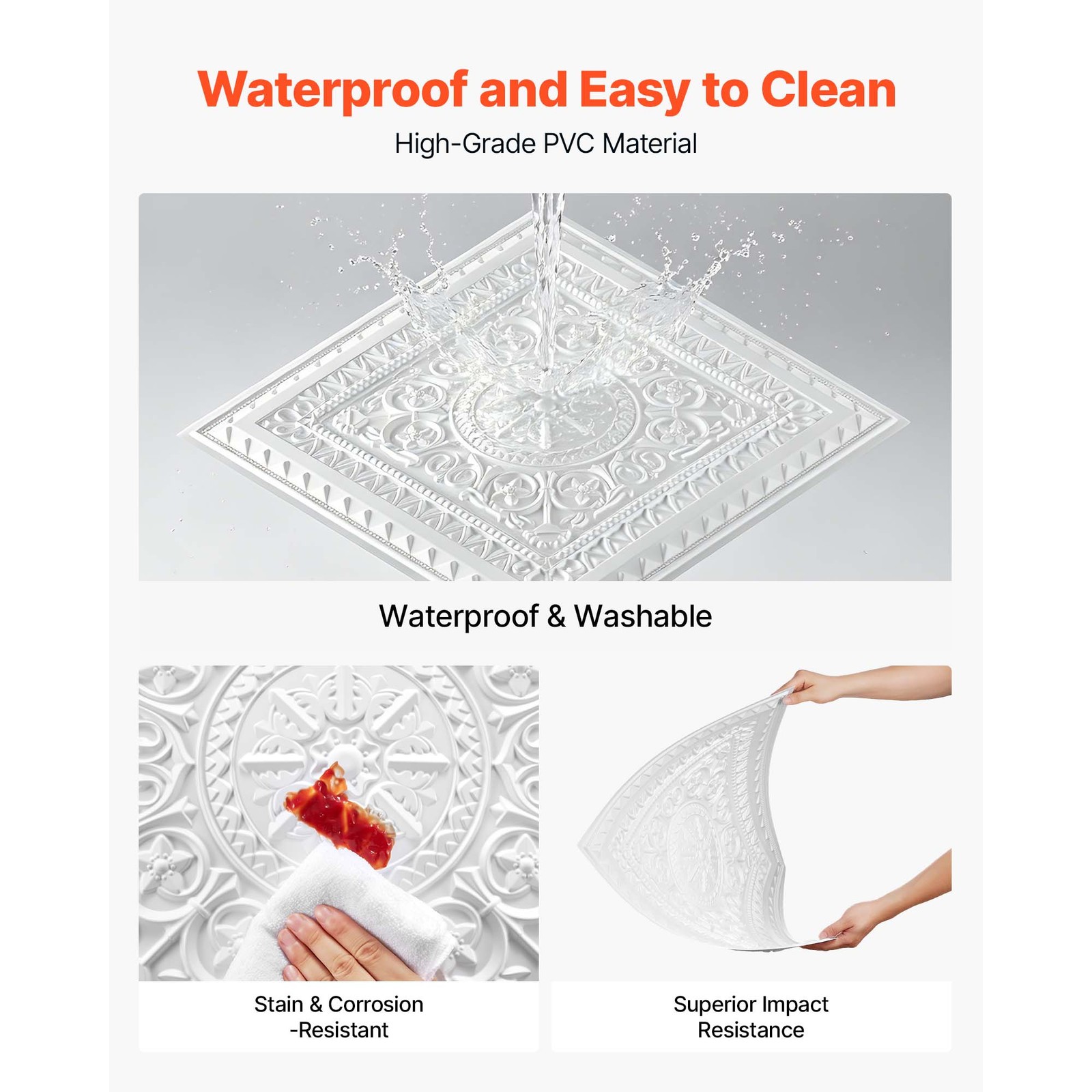 Uimoso 24 x 24 in PVC Ceiling Tiles, 12-Pack, 3D Geometric Design for Interiors