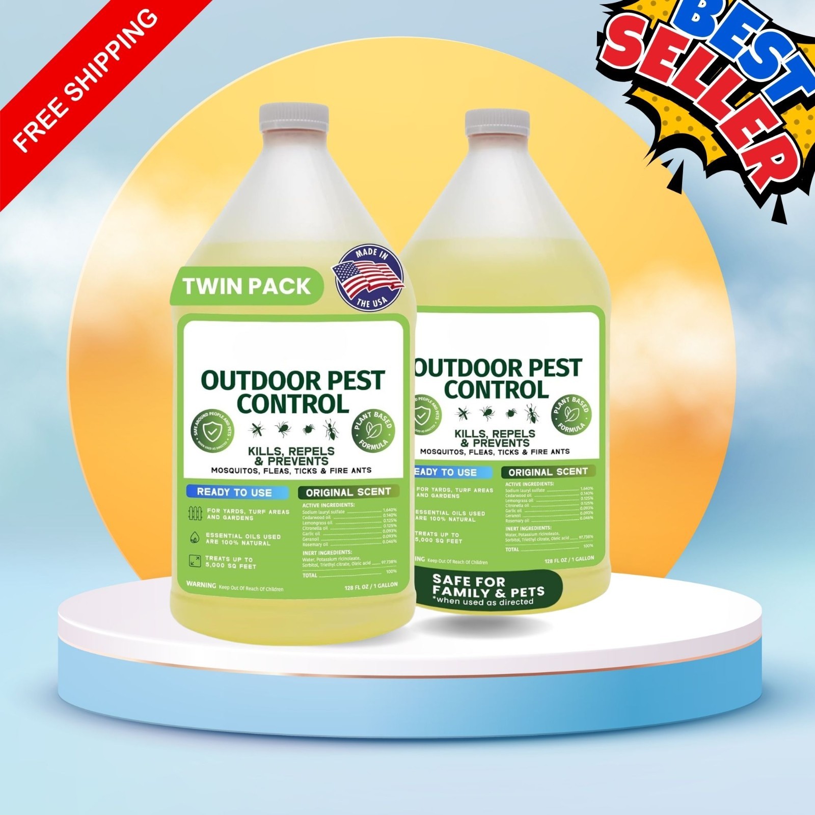 NEW Ready to Use Mosquito Yard Spray 2 Gal Kills Fleas Ticks Fire Ants