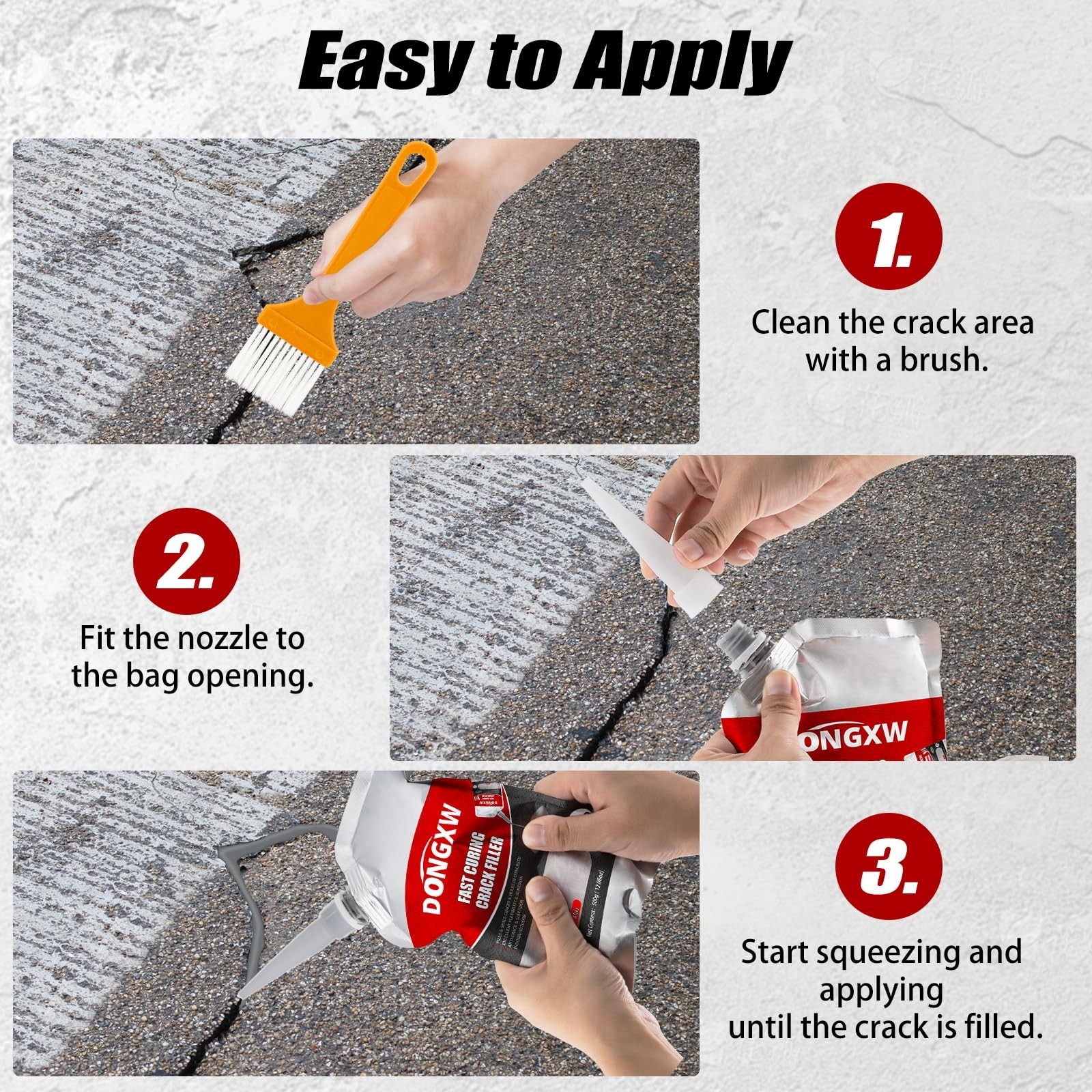 Concrete Crack Filler, 8 PCS Cement Crack Repair Sealant, Self Leveling Concr…