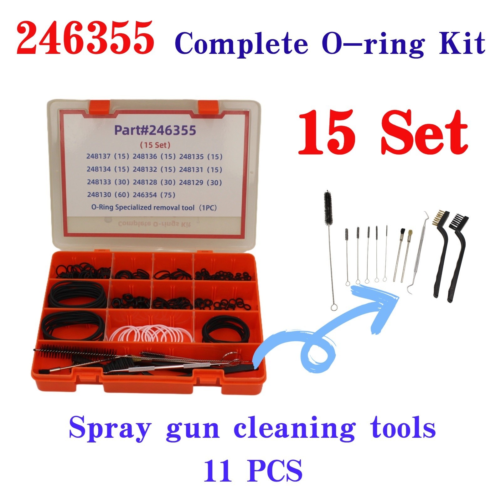 Aftermarket 15 sets 246355 Complete O-ring Kit for Fusion Air Purge AP Spray Gun