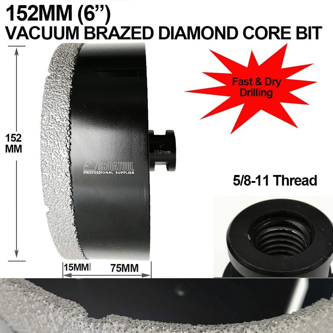 7PCS Diamond Core Drill Bit Set 1-1/8″–6″ Tile Hole Saw Ceramic Granite Marble