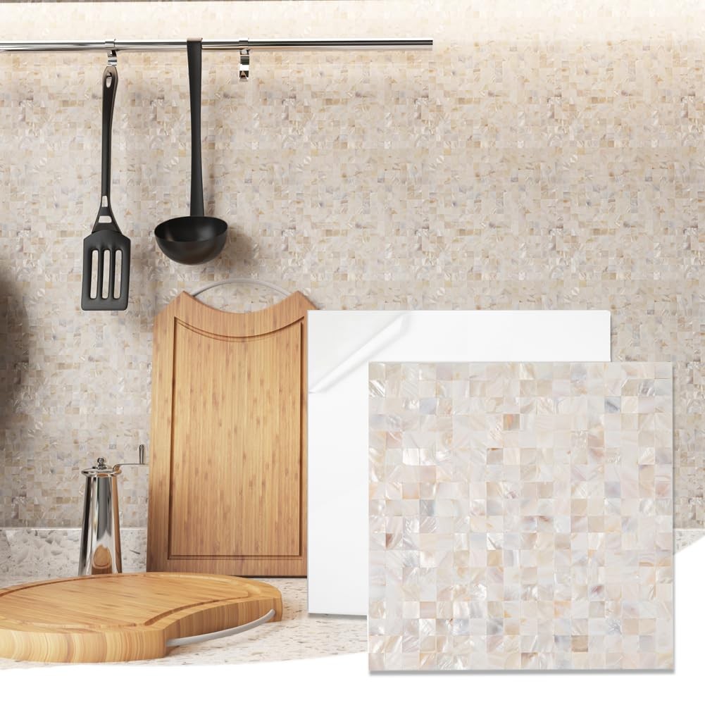 Diflart Mother Of Pearl Peel And Stick Backsplash Sqaure Mosaic Tile For