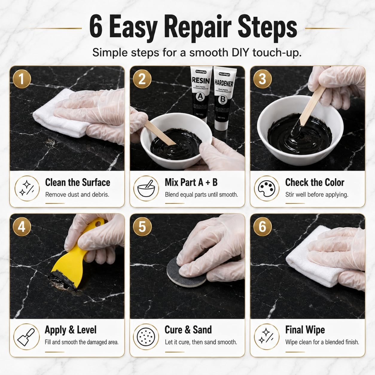 Black Tub&Tile Repair Kit – 5.6 oz Repair Kit for Bathtub, Tile, Countertop –…