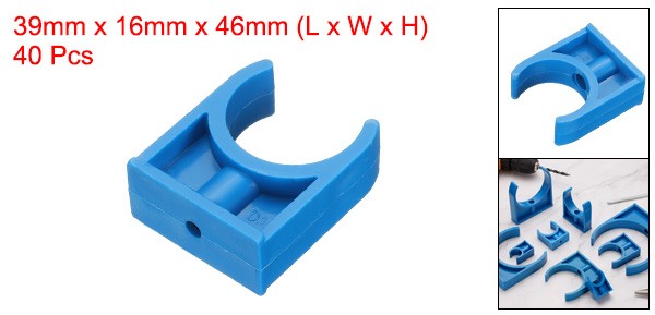 40 Pcs PVC Water Pipe Clamps Clips, U-Shaped Buckles for 1″ Size Pipe, Blue