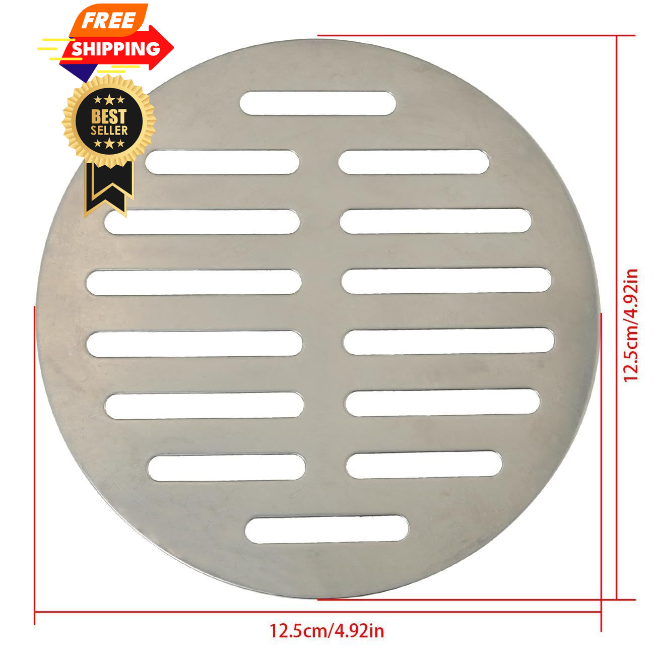 FMHXG Stainless Steel Round Floor Drain Cover 5 Inch Thickened Silver Tone