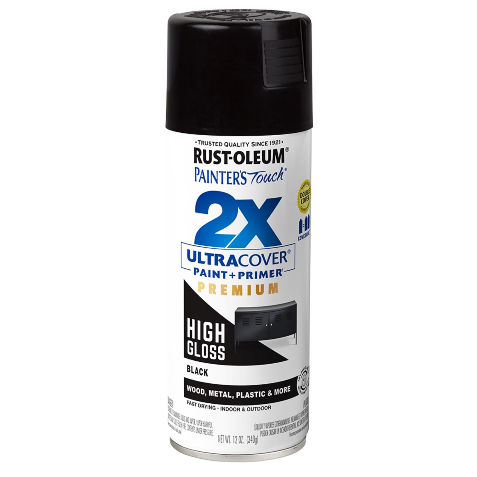 Rust-Oleum Painter’s Touch 2X Ultra 12 Ounce (Pack of 1), High Gloss Black