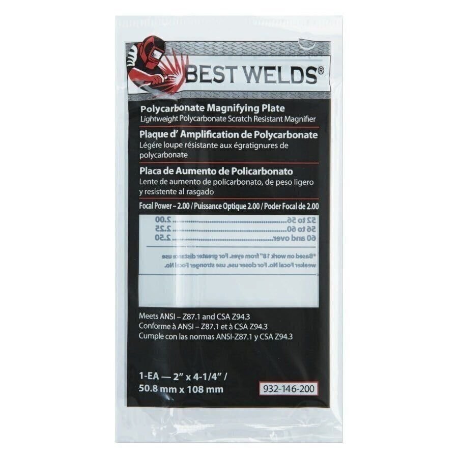 Best Welds Plastic Magnifier Plate, 2 in x 4-1/4 in, 2 Diopter,…