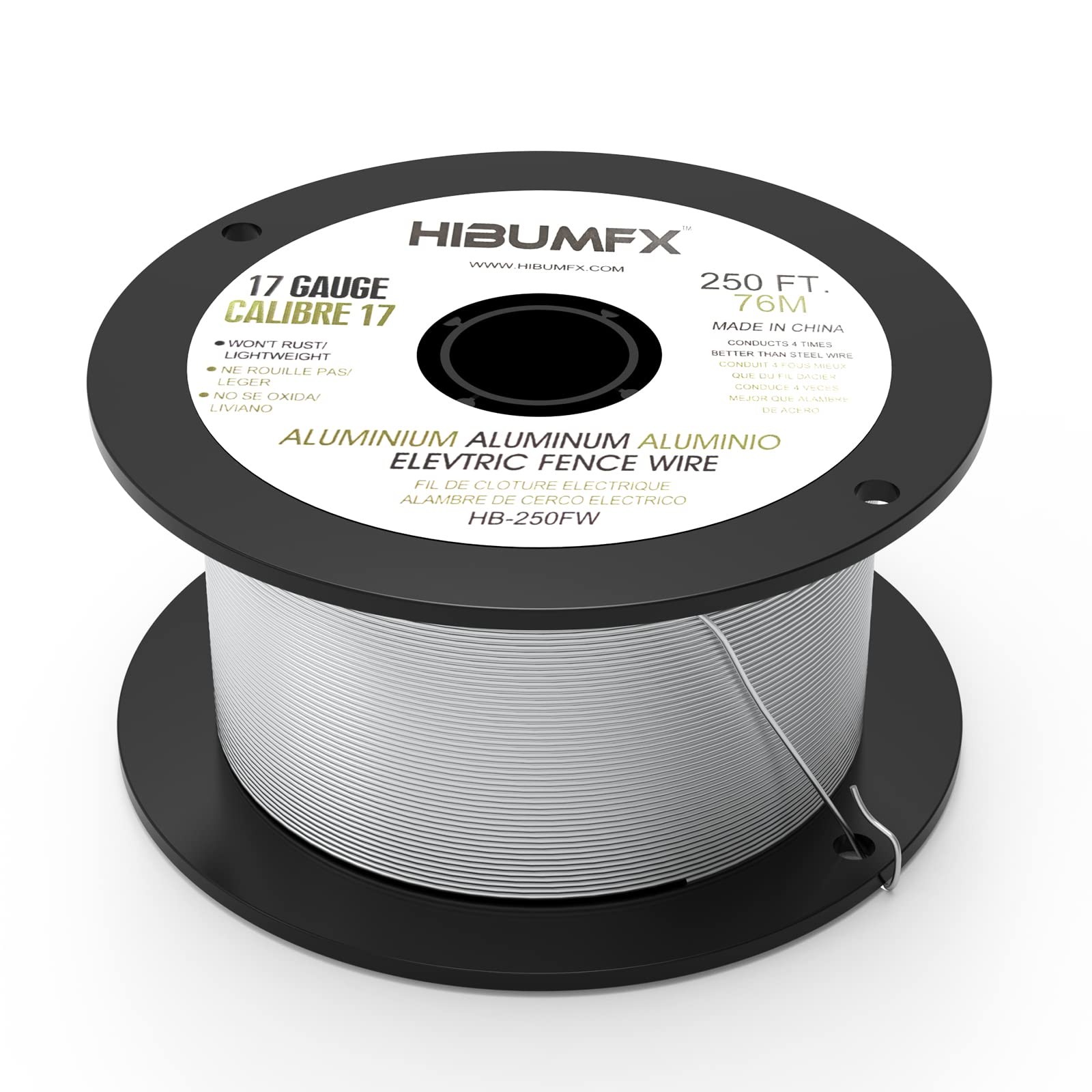 HIBUMFX Spool Aluminum Electric Fence Wire 250-Feet 17 Gauge (1) silver