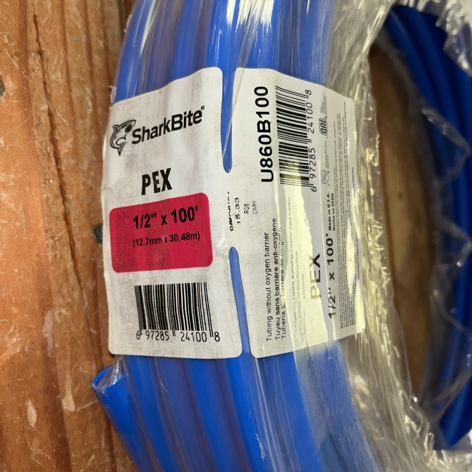 SharkBite PEX-B 1/2”X 100′ Blue Polyethylene Pex Coil Tubing U860B100 USA