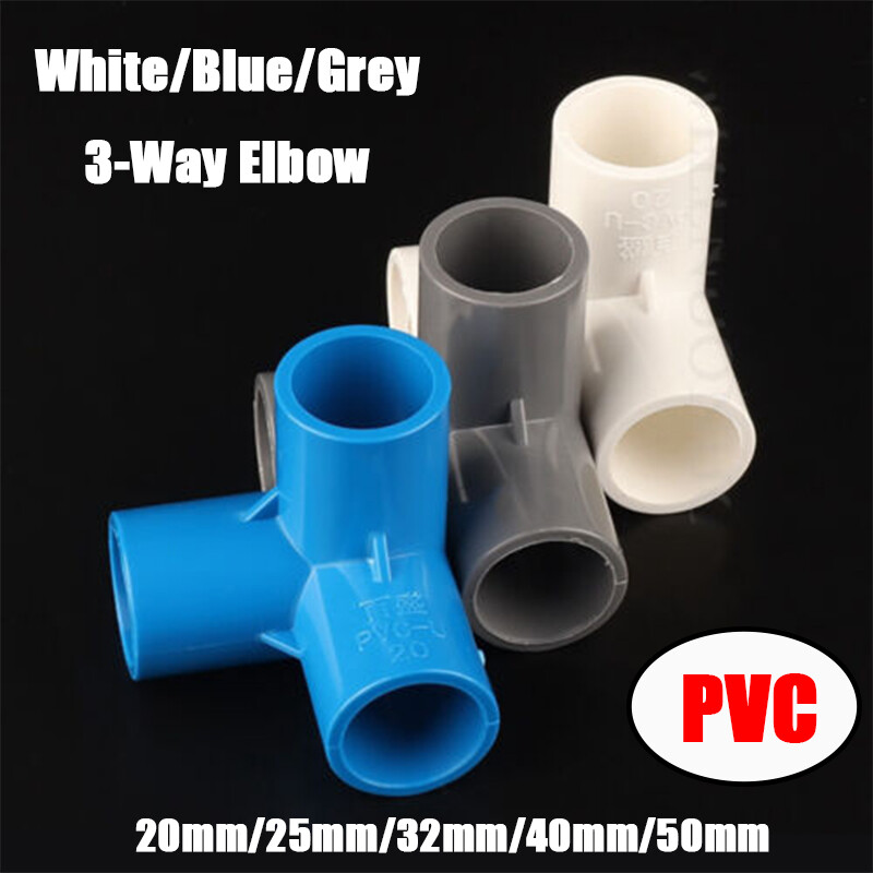20/25/32/40/50mm PVC 3-Way Elbow Socket Coupling Pipe Fitting White/Blue/Grey
