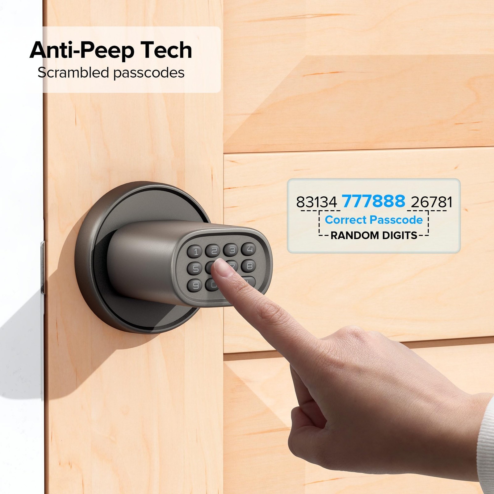 ThorBolt M1 Door Knob with Keypad Keyless Entry for Interior, Titanium | 4x A…