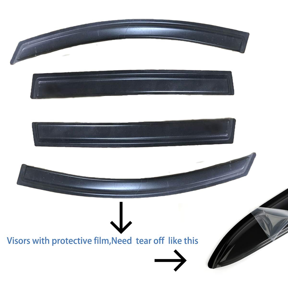 4pcs Dark Smoke Side Window Wind Deflectors for 2008-2015 Toyota Highlander