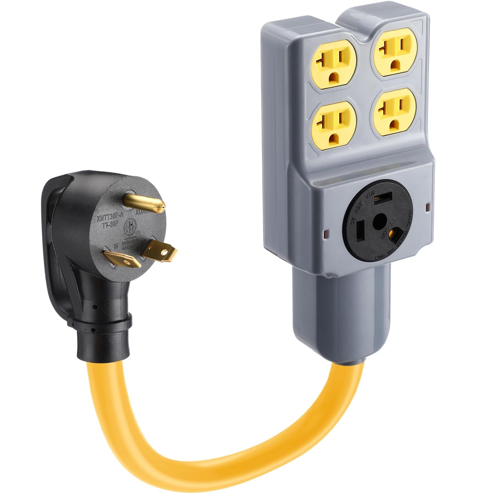 Kanayu 1.5 FT RV Generator Adapter Extension Cord ft, yellow, gray, black