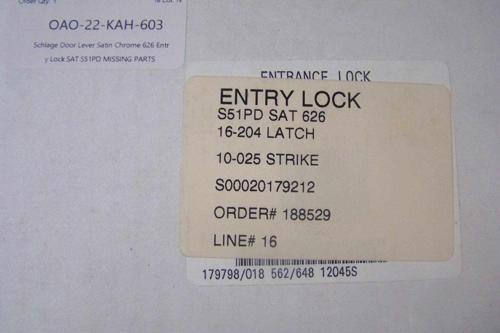 Schlage S51PD 626 Satin Entry Lock 1-3/8″ – 2″ Door 2-3/8″ & 2-3/4″ no cylinder