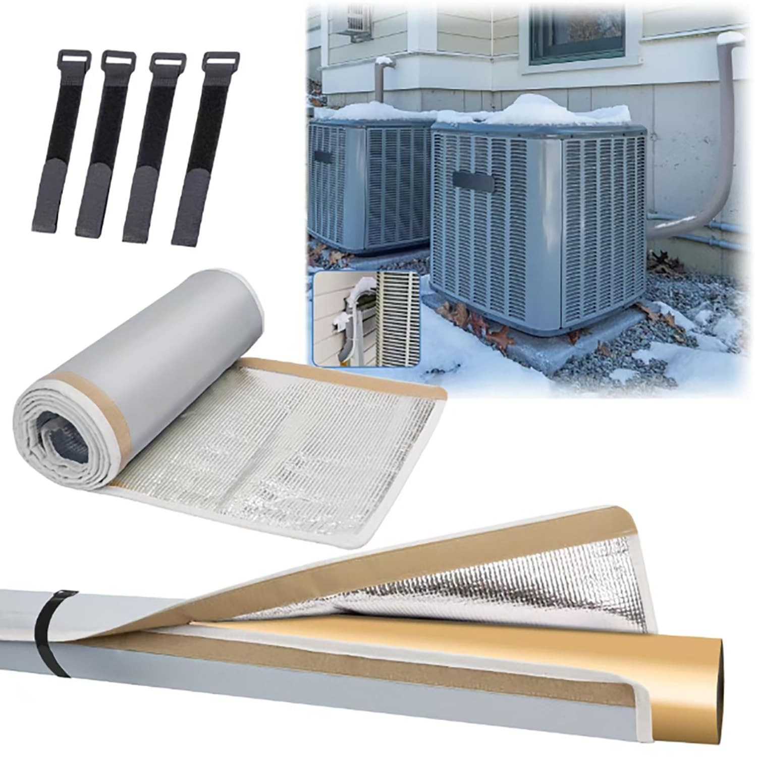 CrsaSwivo 3 Layers HVAC Copper Pipe Insulation Cover, 78.7×11.8 Light Gray