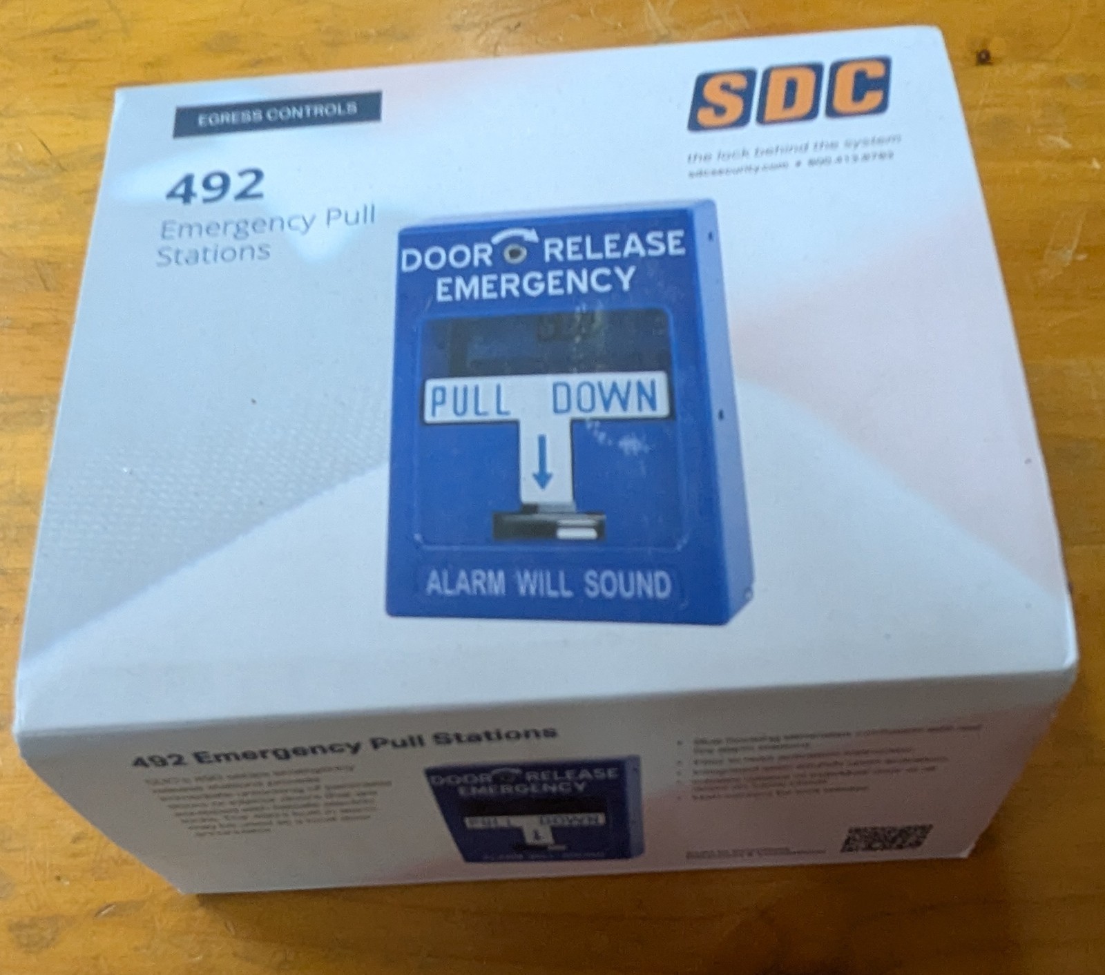 SDC 492 Series Emergency Door Release Pull Station, Blue