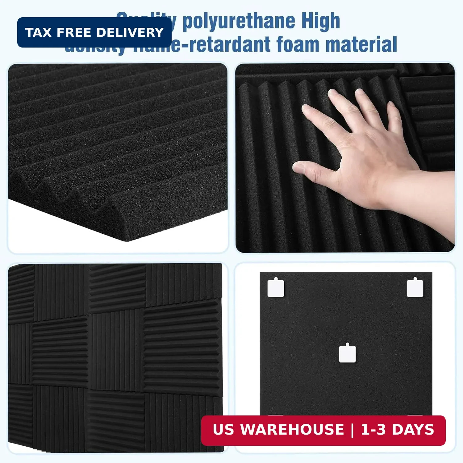 12 Pack Sound Proof Foam Panels,12″×12″×1″ Acoustic Foam Panels, High Density So