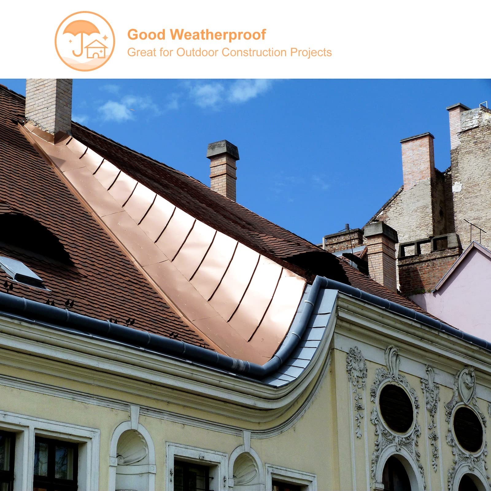 uxcell Copper Flashing 99.95% Pure, 0.5mm 3500mm x 150mm x 0.5mm, Red