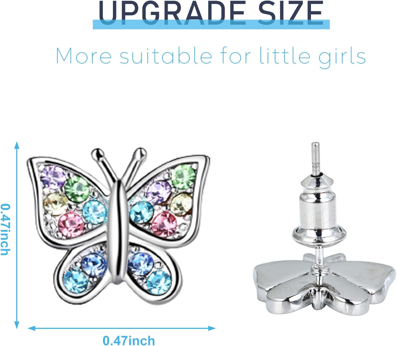 Crystal Butterfly Earrings for Girls 6Th 7Th 8Th 9Th 10Th 11Th 12Th 13Th 16Th 18