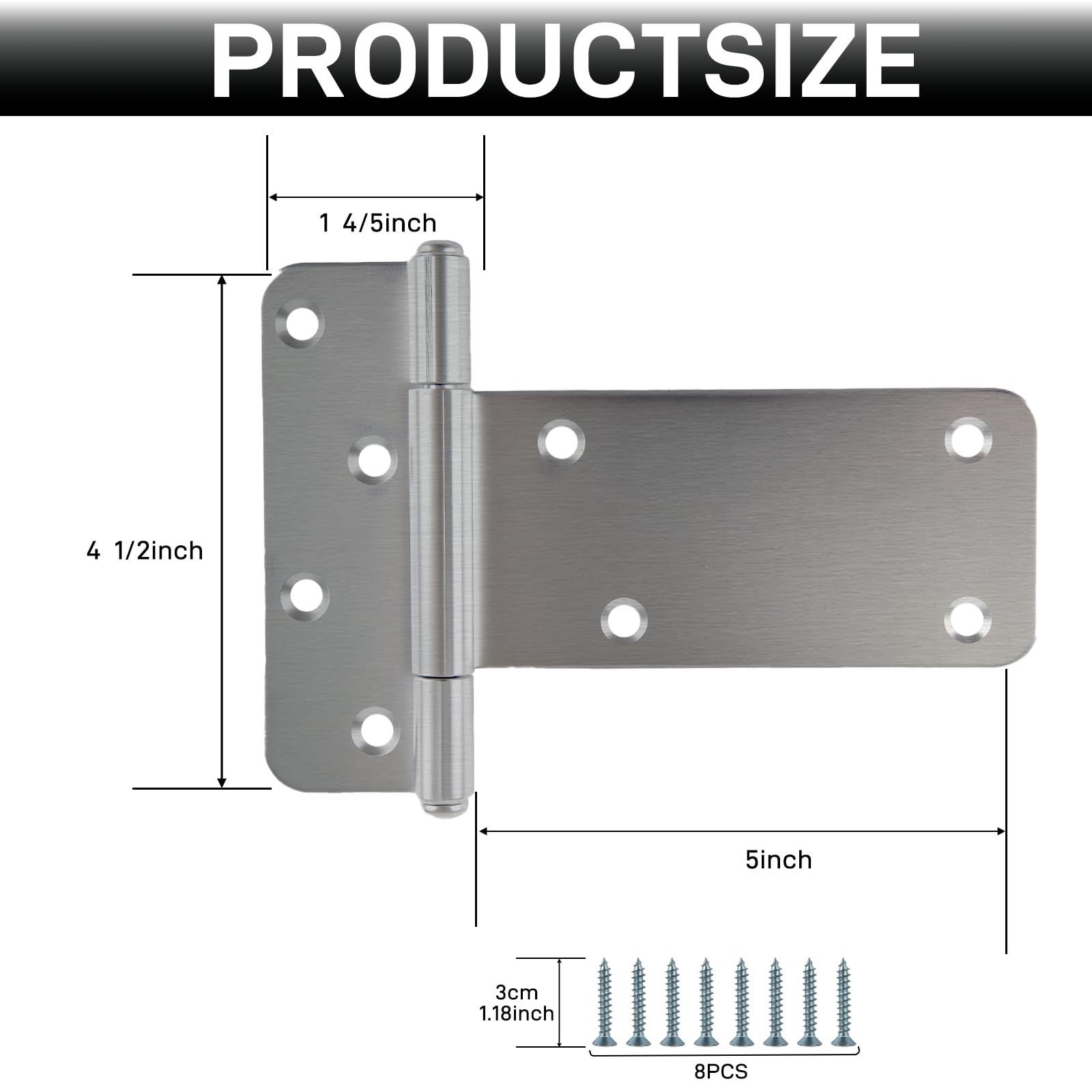 5” Heavy Duty Gate Hinges,260 Lbs Capacity Black Door Hinges，4 Pack
