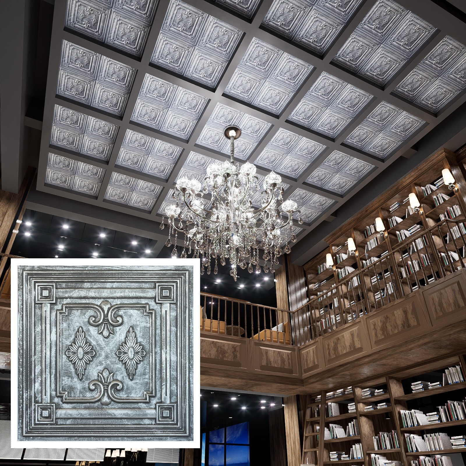 Art ceiling tile Embossed wall panels Salon 2’X2′ Tiles PL63 Antique tin 10pcs