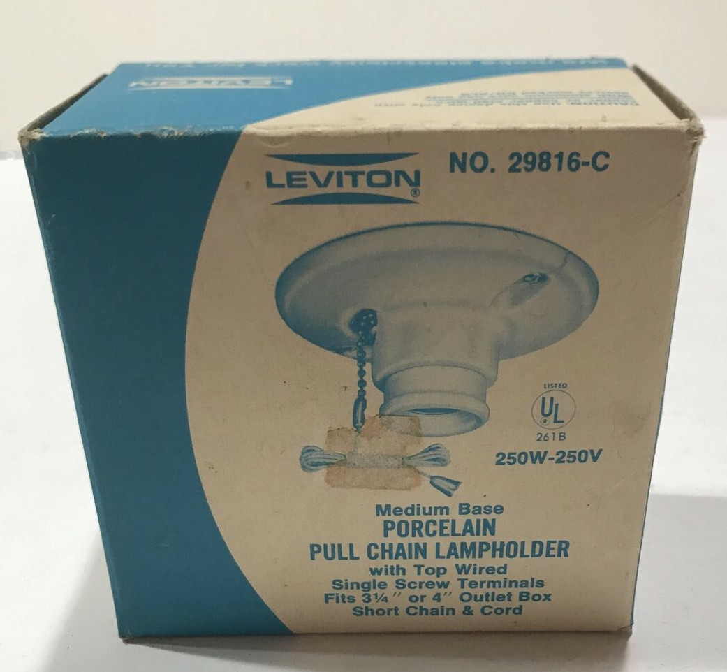 NOS Leviton No 29816-C Pull Chain Lampholder – MISSING PULL CHAIN