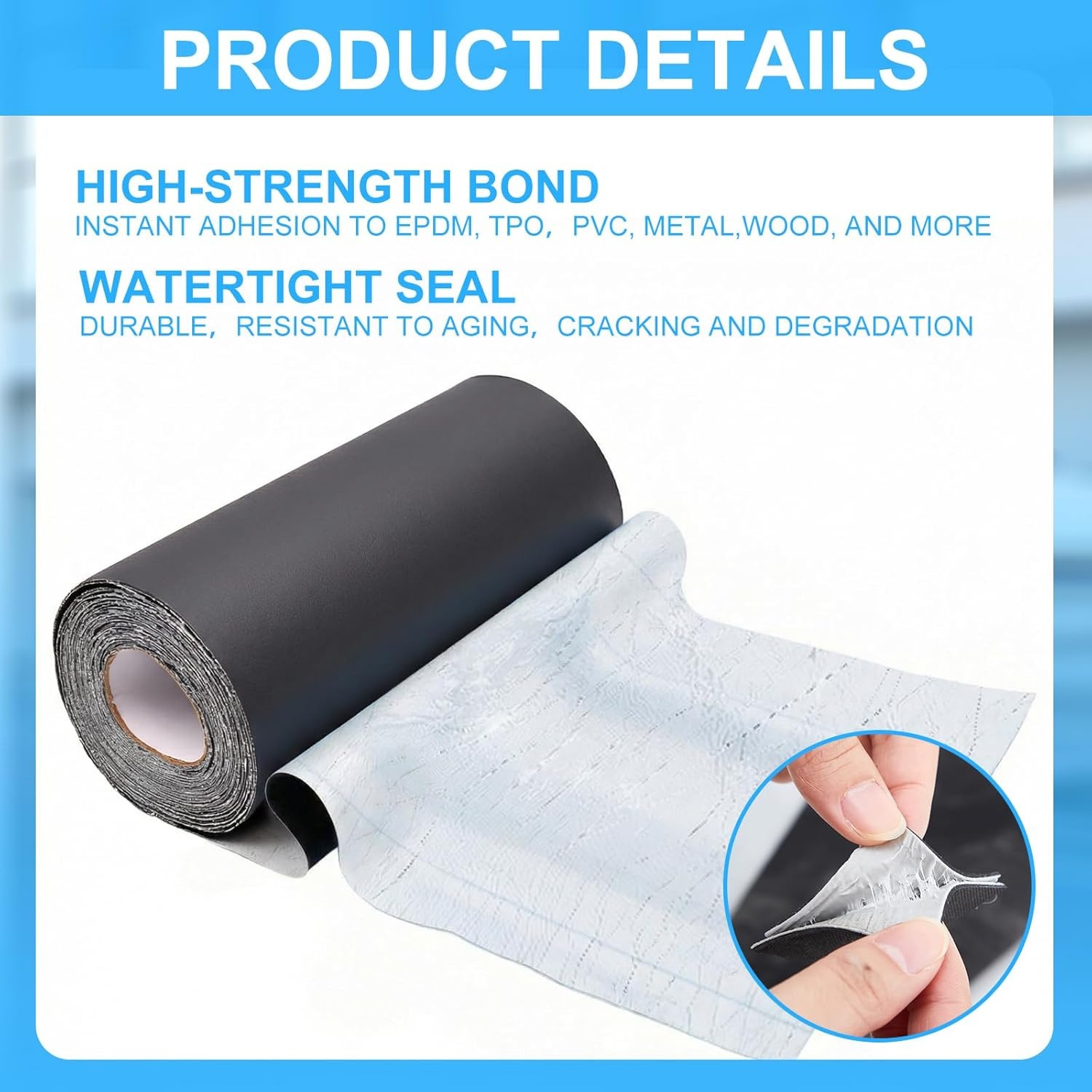 16In X 32.8Ft Epdm Rubber Roofing for Liner Bonding Sealing Repairs, 60 Mil Blac