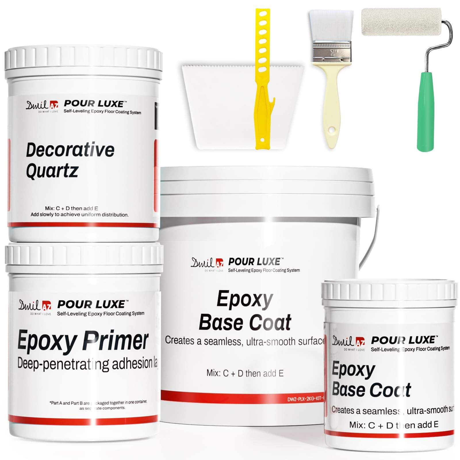 DWIL Epoxy Floor Paint with Colored Sand – 42 Fl Oz (Pack of 1), Light Gray