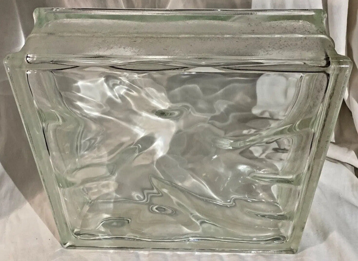 (Set Of 2)Architectural Wavy Clear Glass Block Brick 7 3/4″ Square x 3 1/4 “