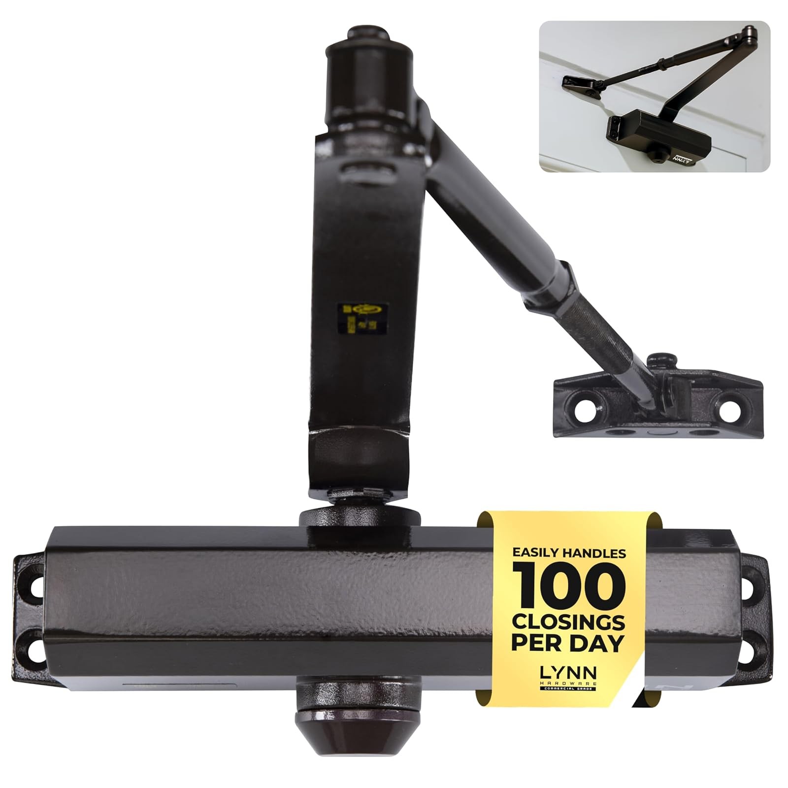 Automatic Door Closer Medium Duty LYNN HARDWARE Cast Aluminum