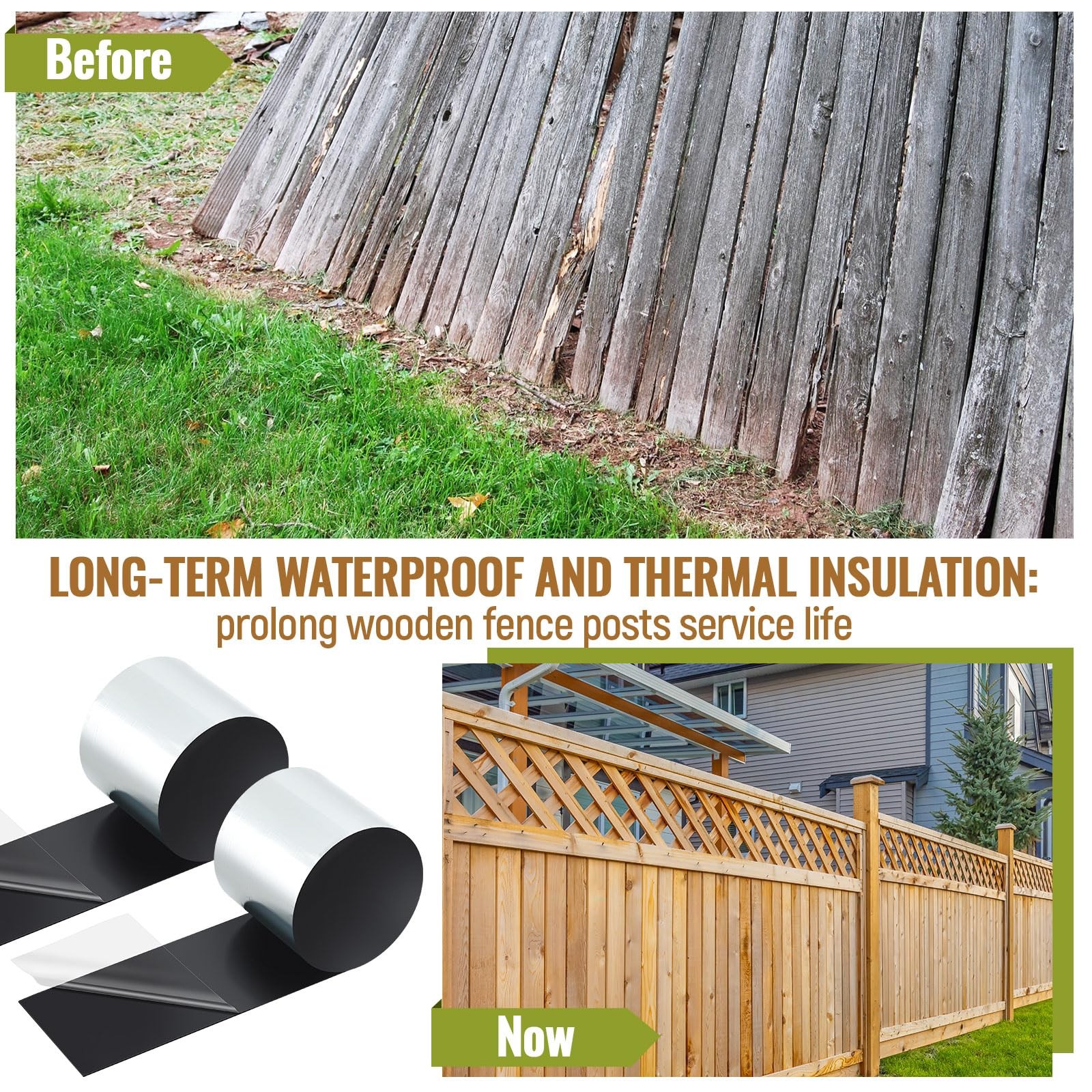 32.8 ft Post Protector Roll Can Be Cut into 22 Pcs 4×4 Sleeve or black
