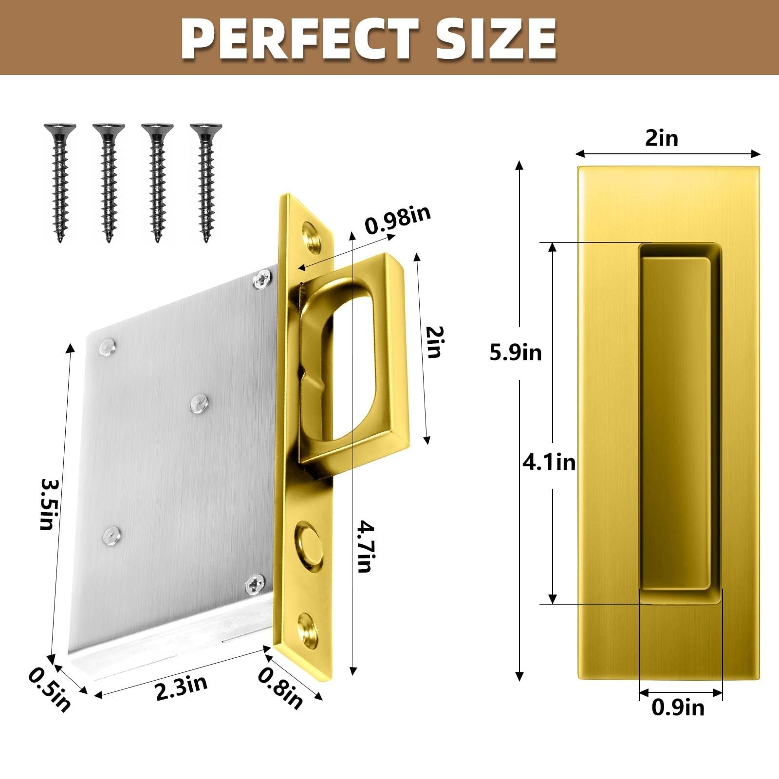 6-Inch Pocket Door Hardware Set – Complete 304 Stainless Steel Kit with Pop-O…