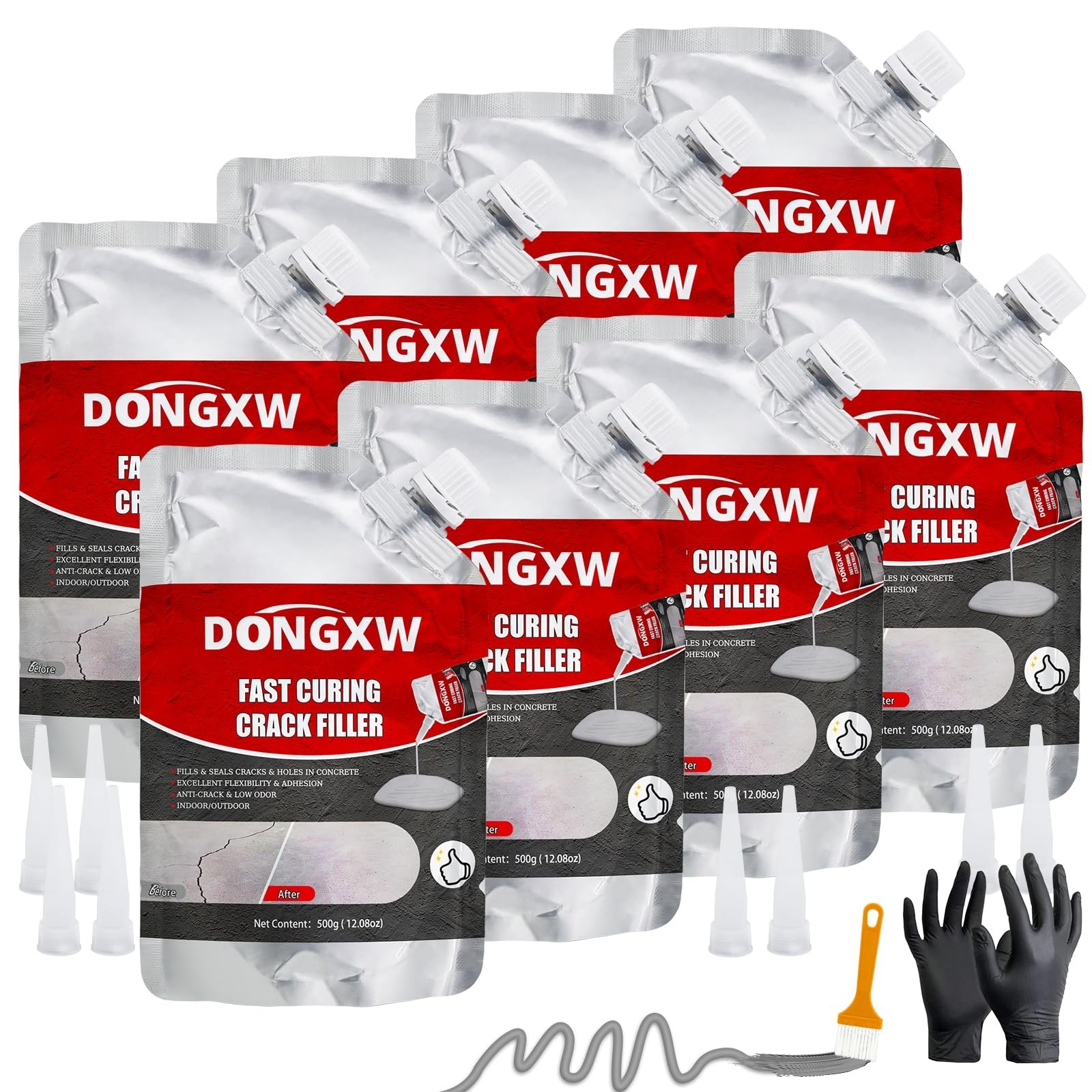 Concrete Crack Filler, 8 PCS Cement Crack Repair Sealant, Self Leveling Concr…