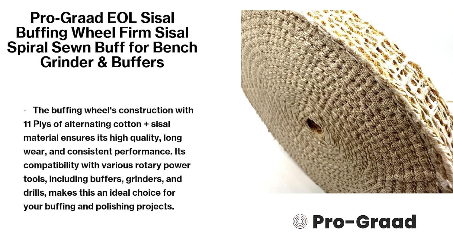 Pro-Graad 2 Pack 6″ EOL Sisal Buffing Wheel, 6 inch x 11 Ply – 1/2 inch Thick…