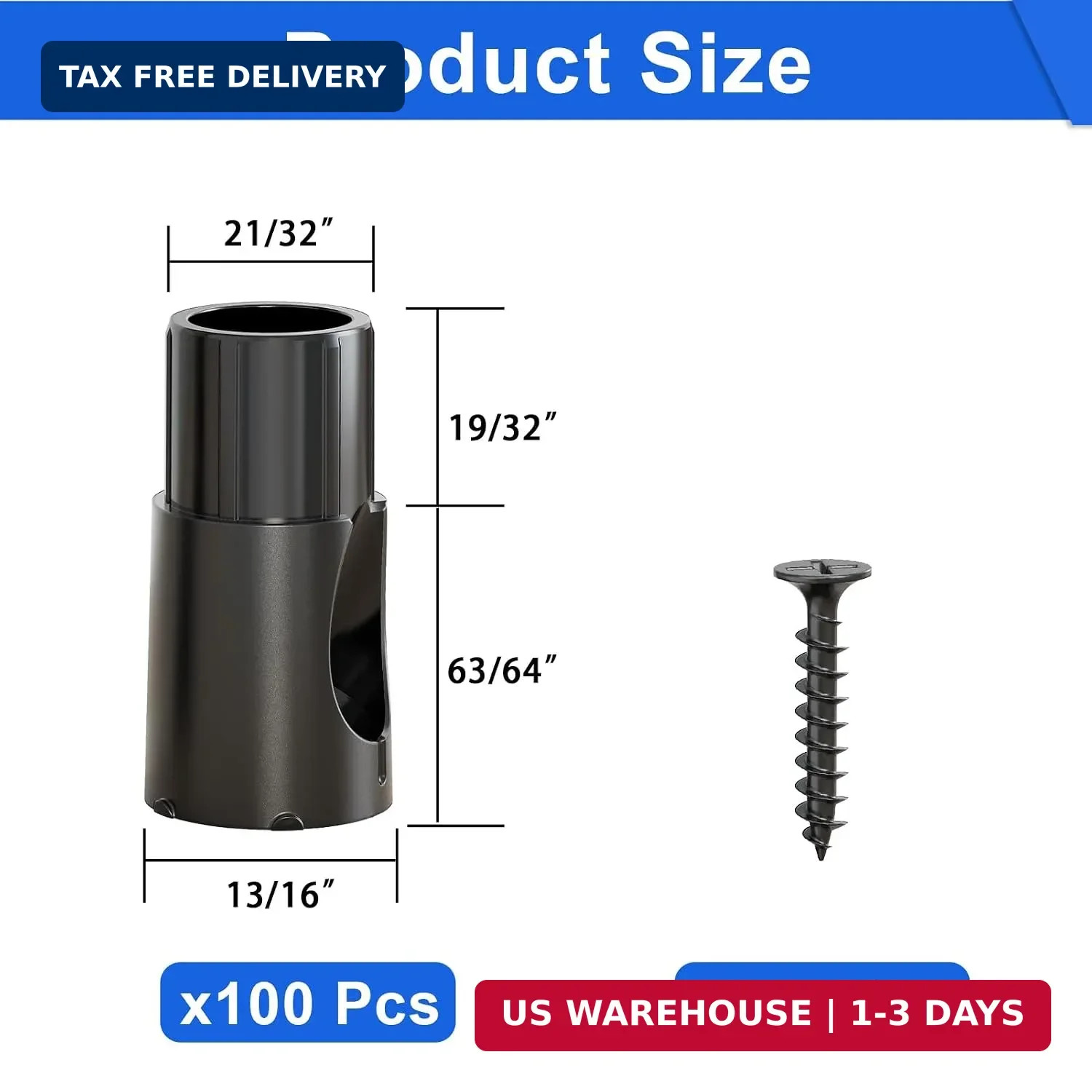 100 Pcs Baluster Repair Connectors for 3/4″ OD Round Baluster, Easy to Install B